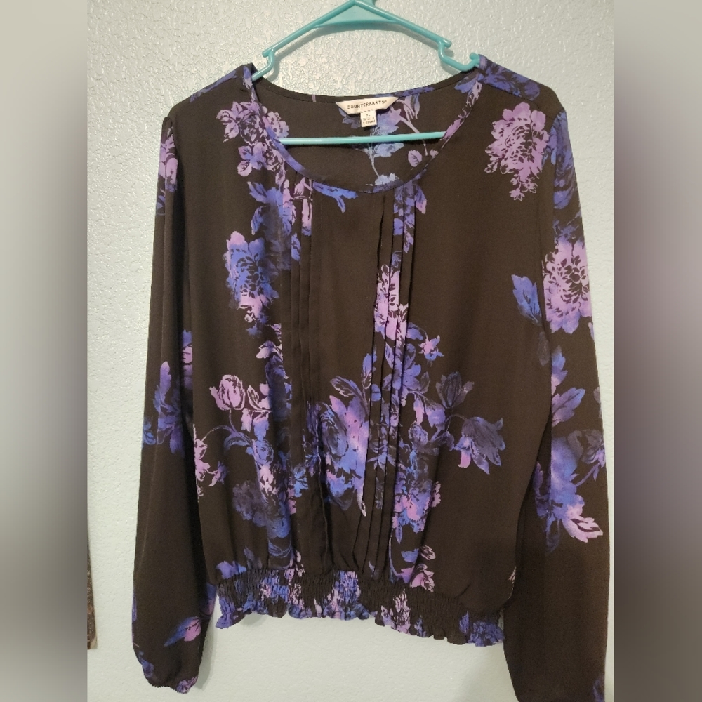 Floral Blouse in Purple and Brown